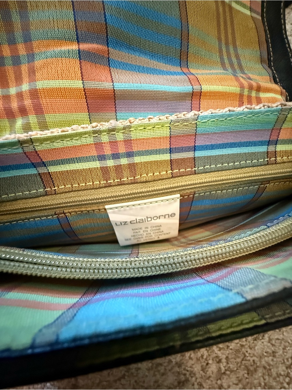 Vintage Liz Claiborne Multicolor Plaid crossbody excellent condition